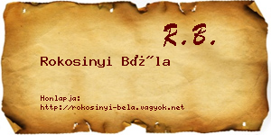 Rokosinyi Béla névjegykártya